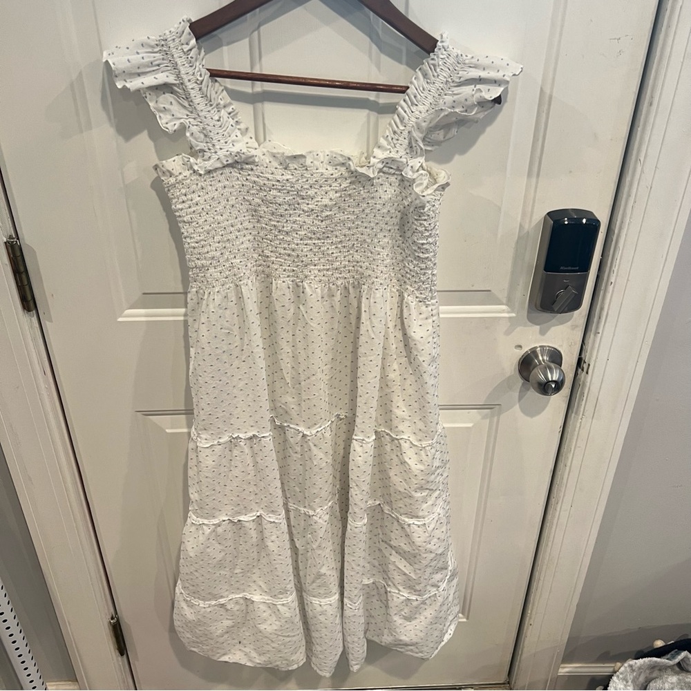 Hill House Home Ellie Nap Dress White with Blue Swiss Dots Coastal Grandma - Picture 2 of 6